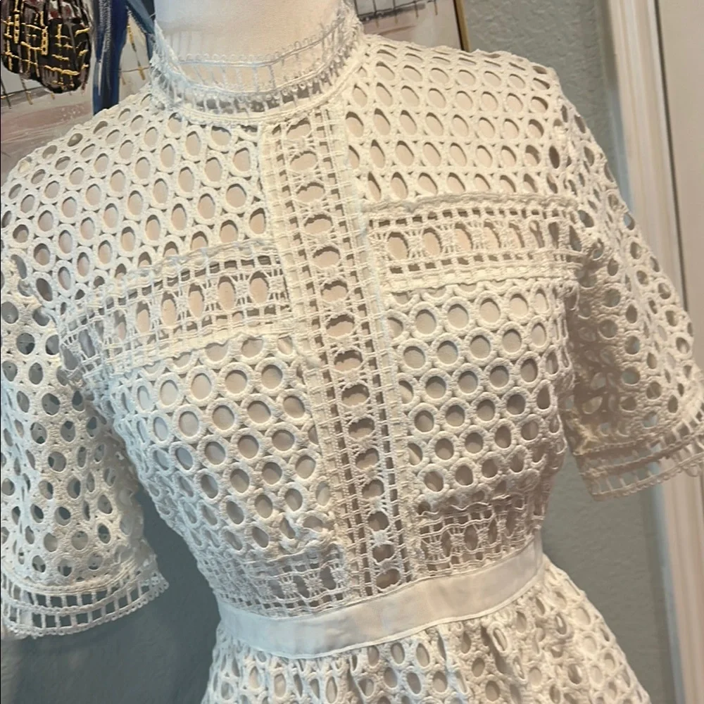 Simply Couture Sz Large (Juniors) White A-Line Lace Midi Dress • NWT! - Picture 2 of 12